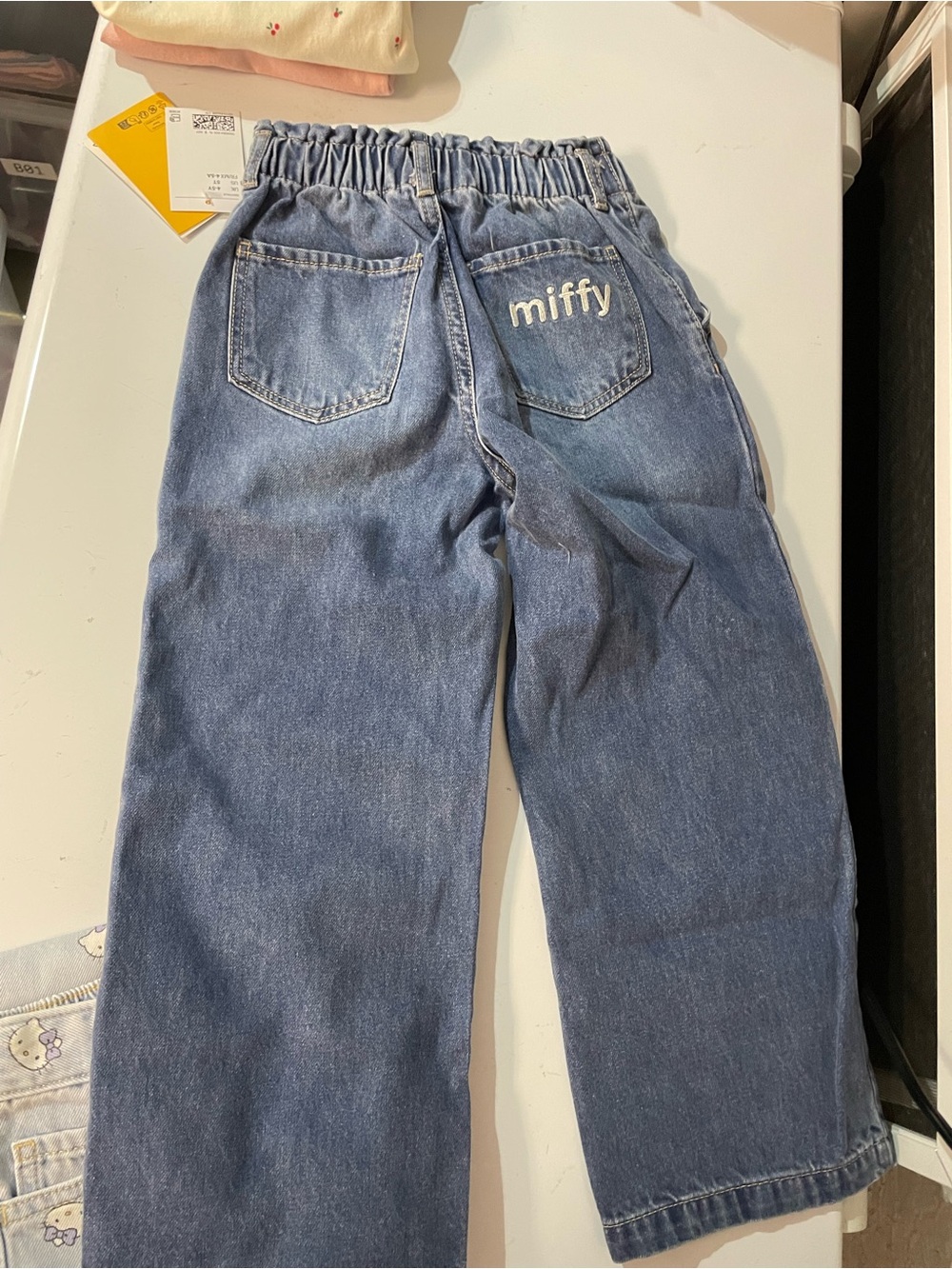 H&M Blue Denim Kids Jeans with White Bunny Embroidery - Picture 5 of 5